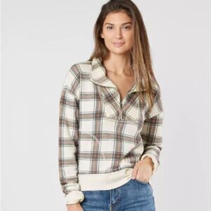 🔥Free people why not plaid size Xsmall, long sleeve, half zip sweater jacket